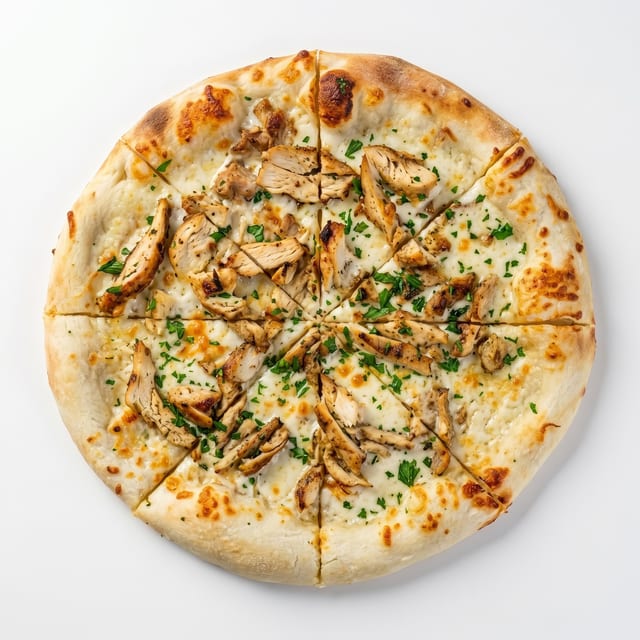 Chicken Alfredo Pizza.